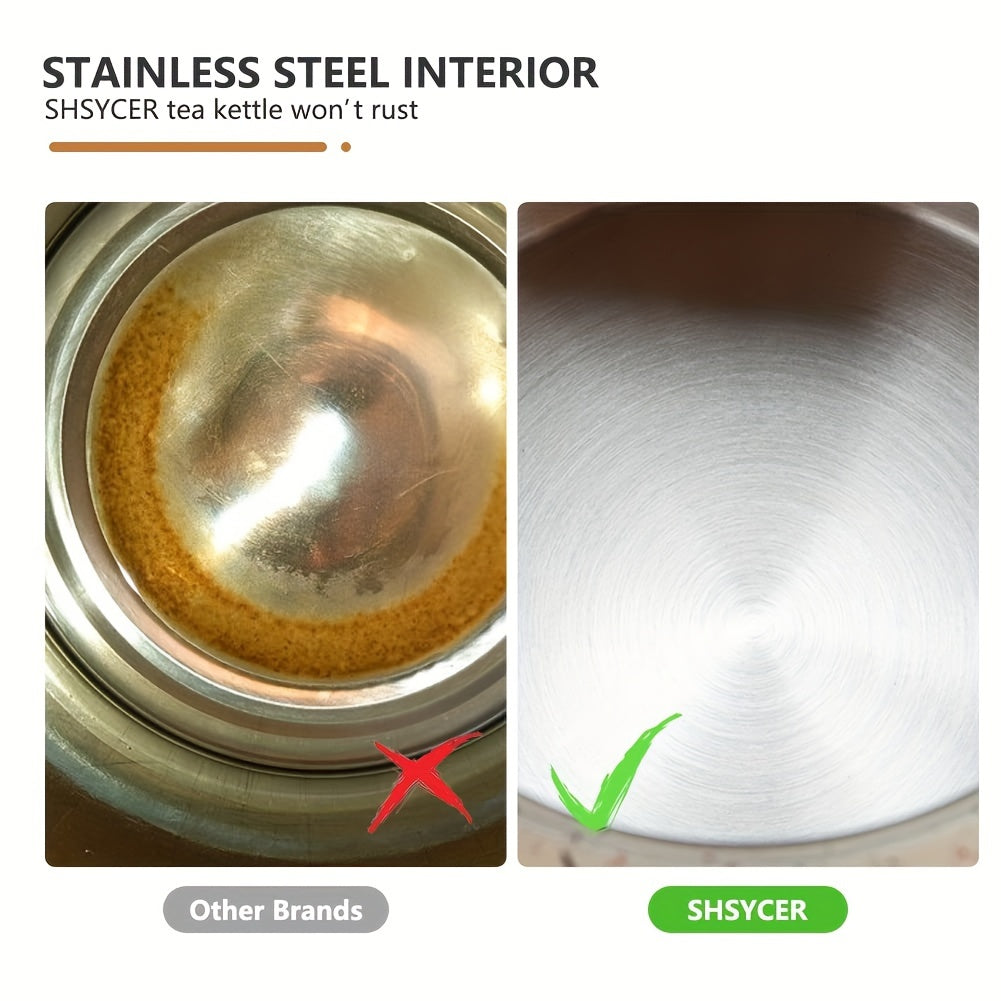 2.5L Stainless Steel Whistling Tea Kettle with Natural Stone Finish