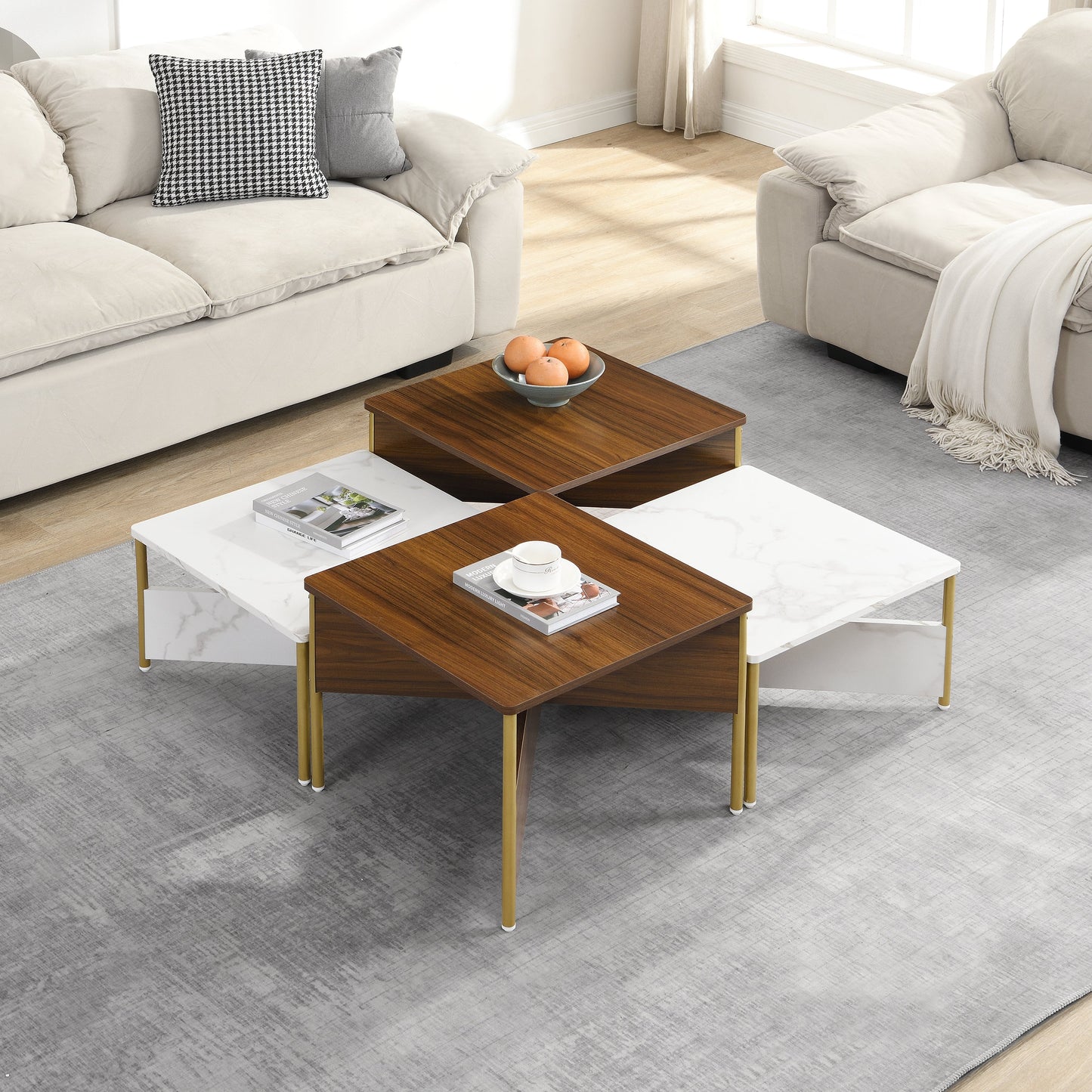 Modern Nesting Coffee Tables Set of 4 - Mid Century Modern Design
