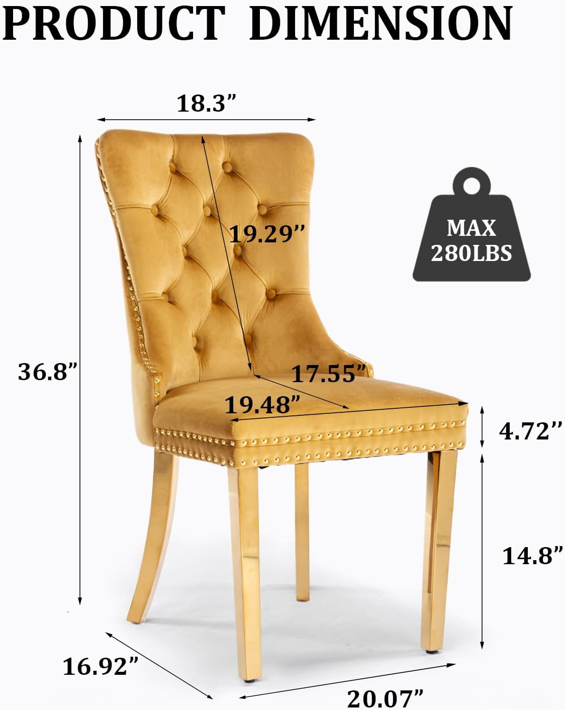Velvet Tufted Dining Chair Set Of 2 With Nailhead Trim
