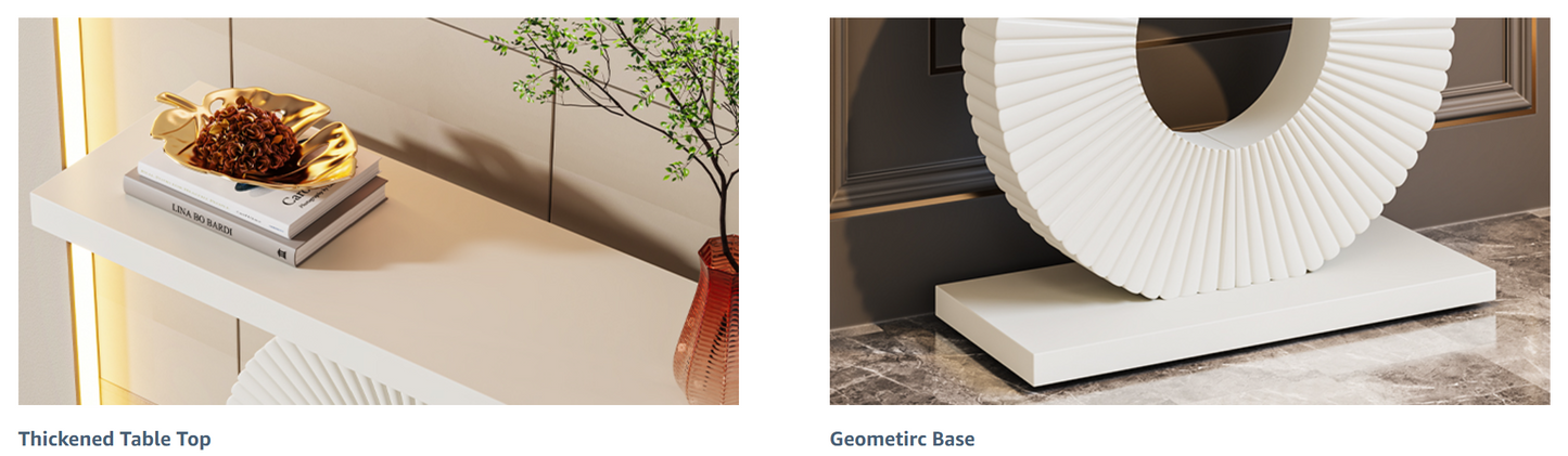 40" Modern White Console Table