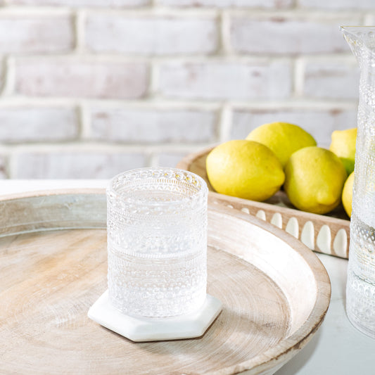Short Clear Melamine Dot Drinking Glasses | Set of 4