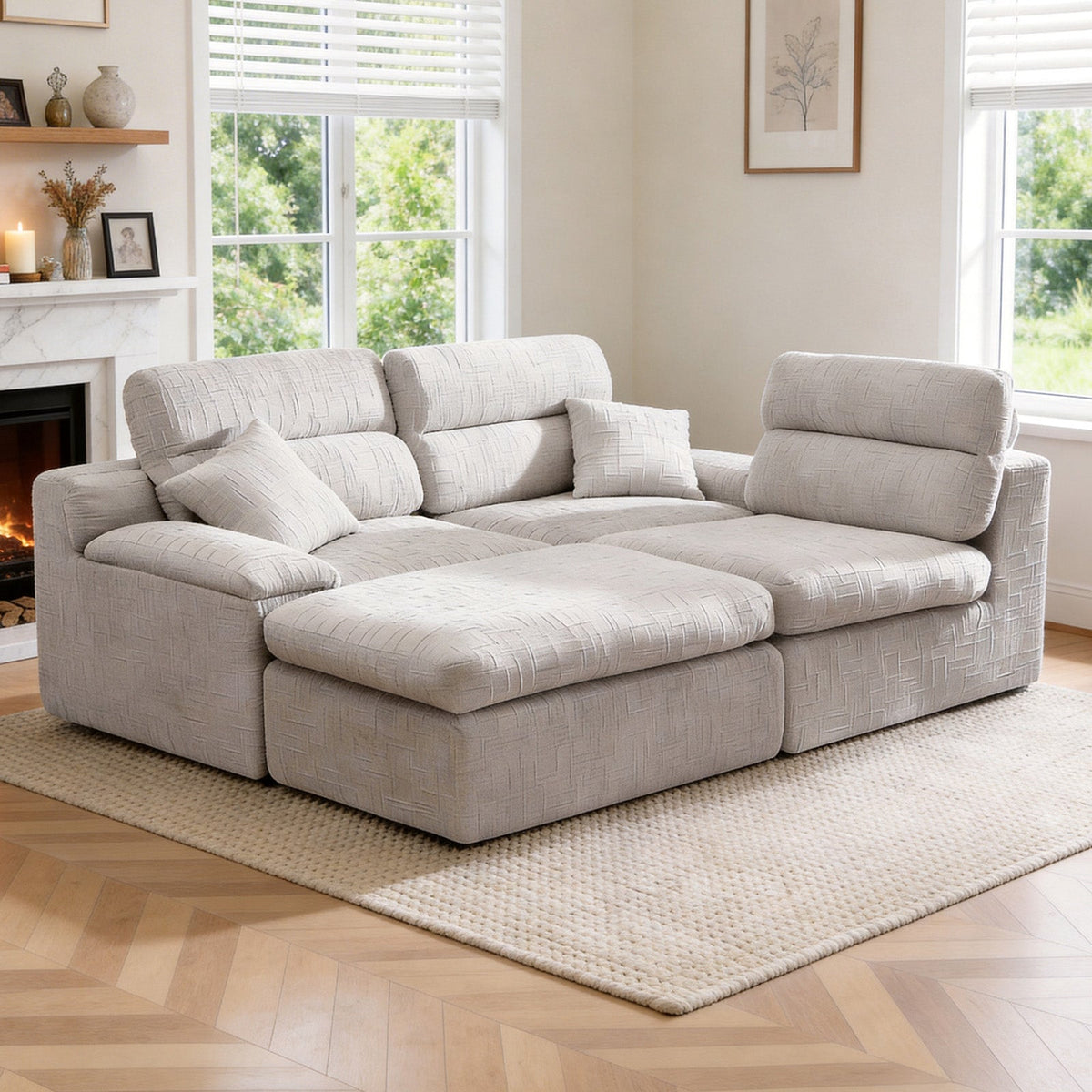 Corner Chaise Sofa with High Backrest