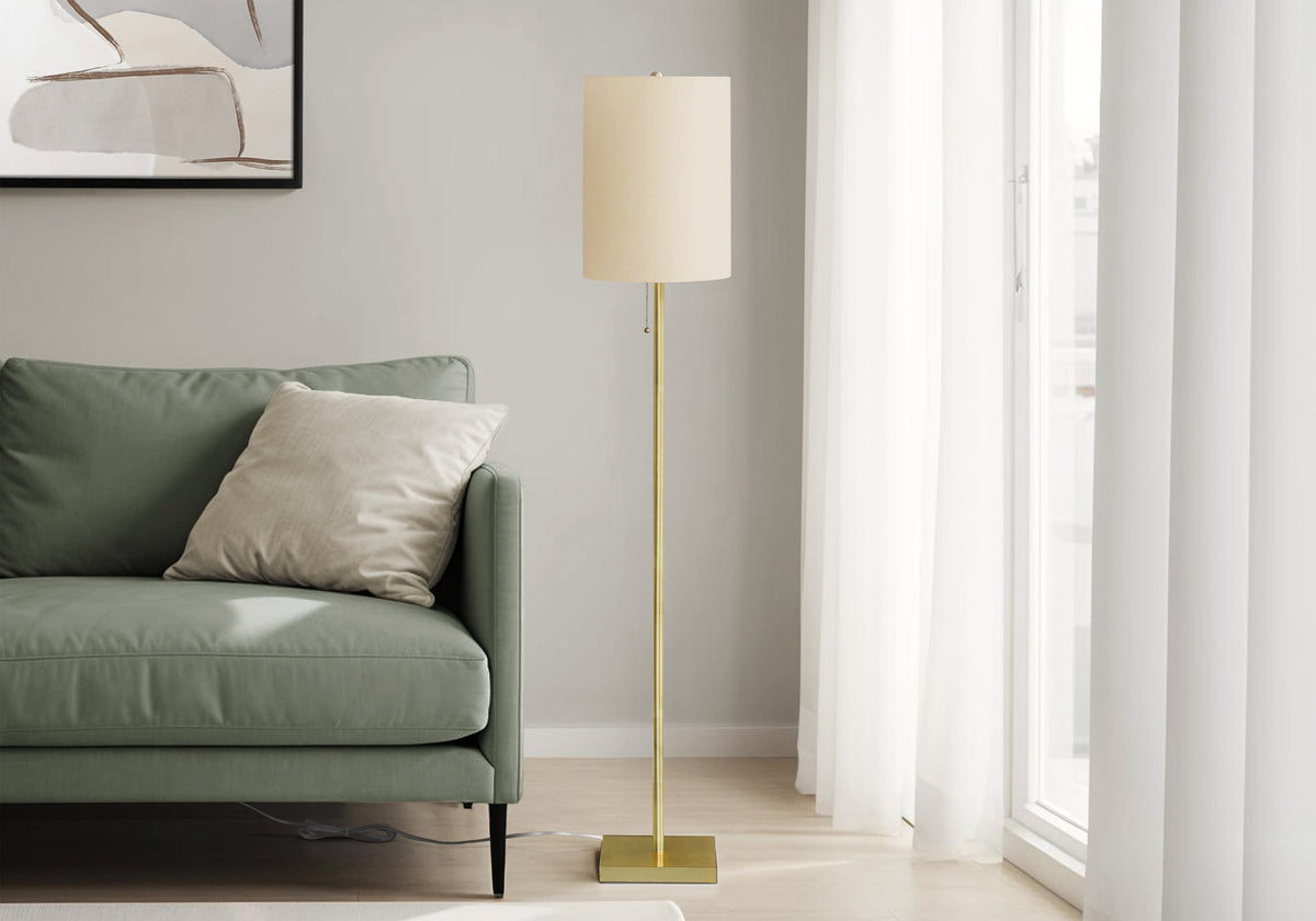 62"h Brass Metal Floor Lamp