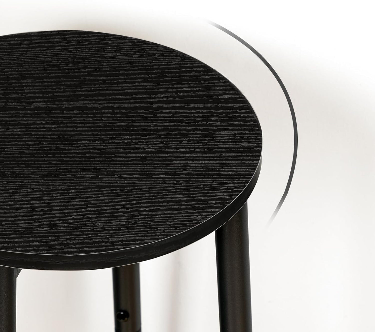 Black Bar Stool Set of 2 Counter Height With Footrest
