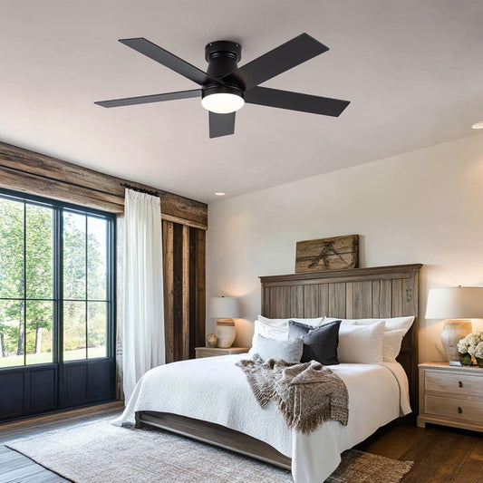 Black 47 Inch Low Profile Ceiling Fan With Remote LED