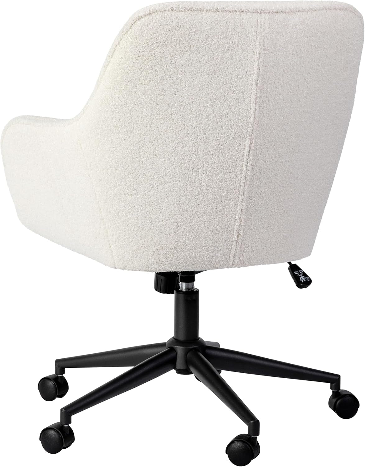 Rayna Swivel Task Chair White Boucle With Oil Rubbed Bronze