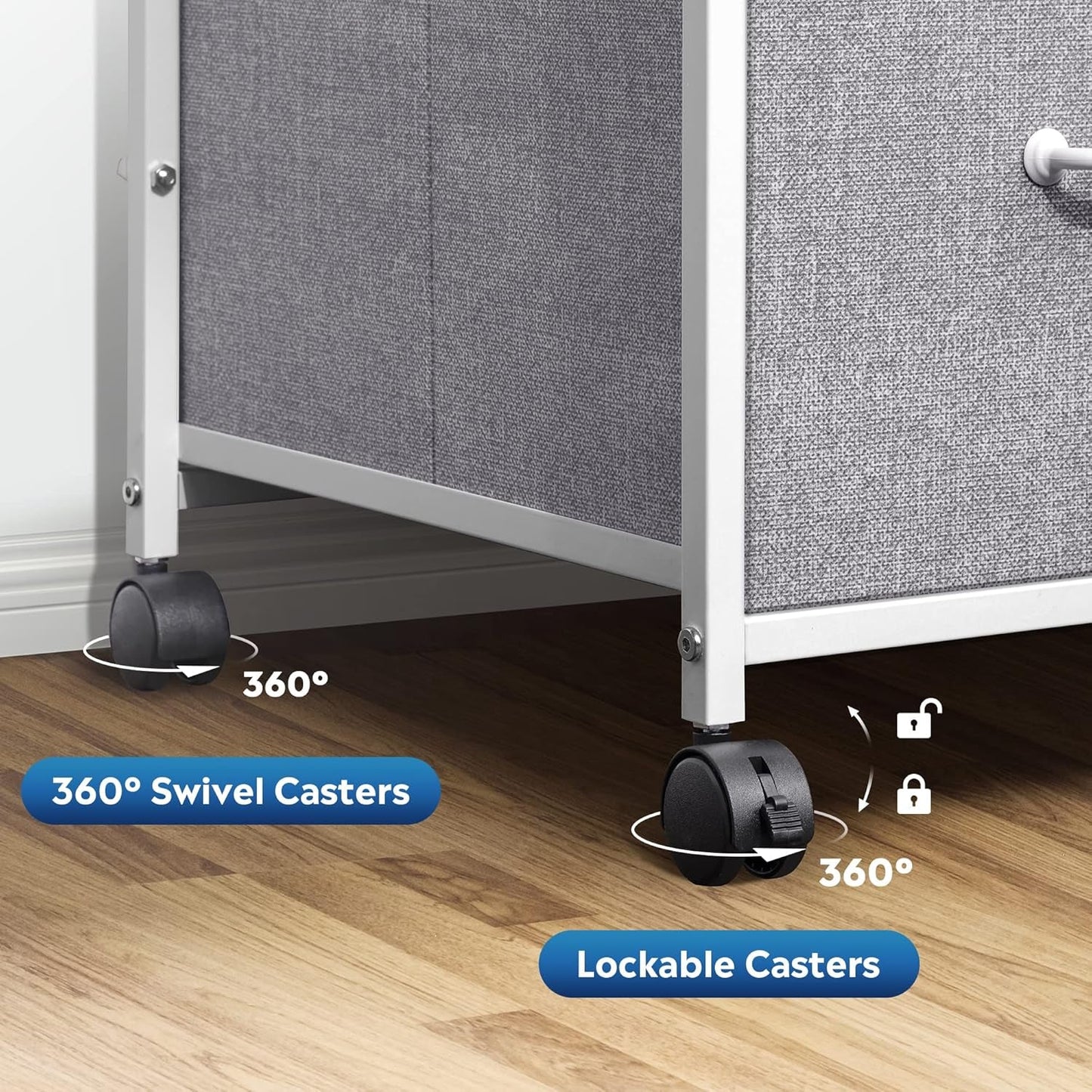 Mobile File Cabinet With 3 Drawers Rolling Printer Stand Light Grey