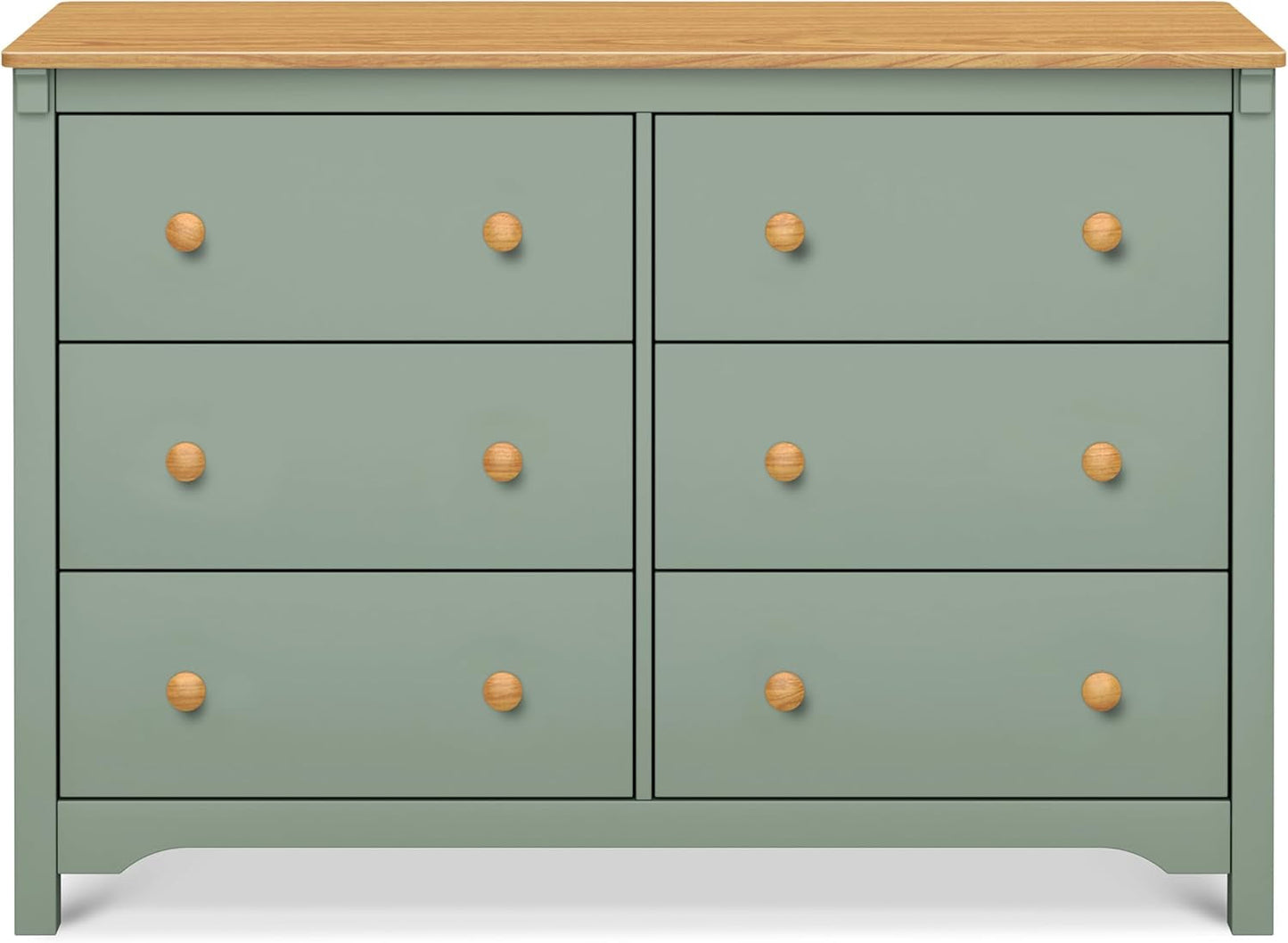 Shea Six Drawer Dresser Light Sage And Honey For Nursery
