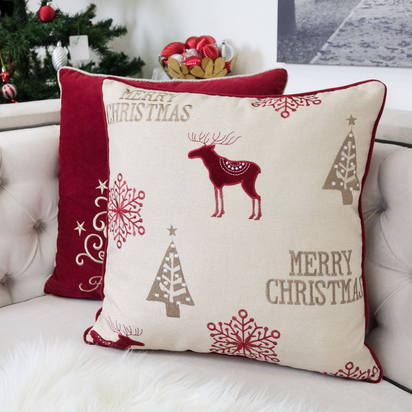 Merry Christmas Embroidered Poly