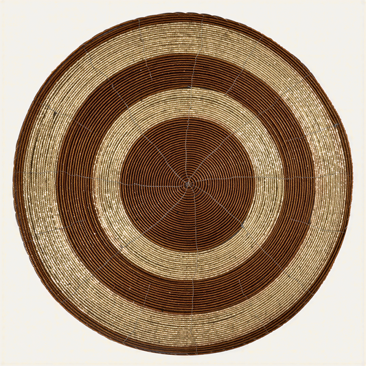 Beaded Placemats – Round Handmade Table Mats with Embroidered Glass Beads, 14 Inch