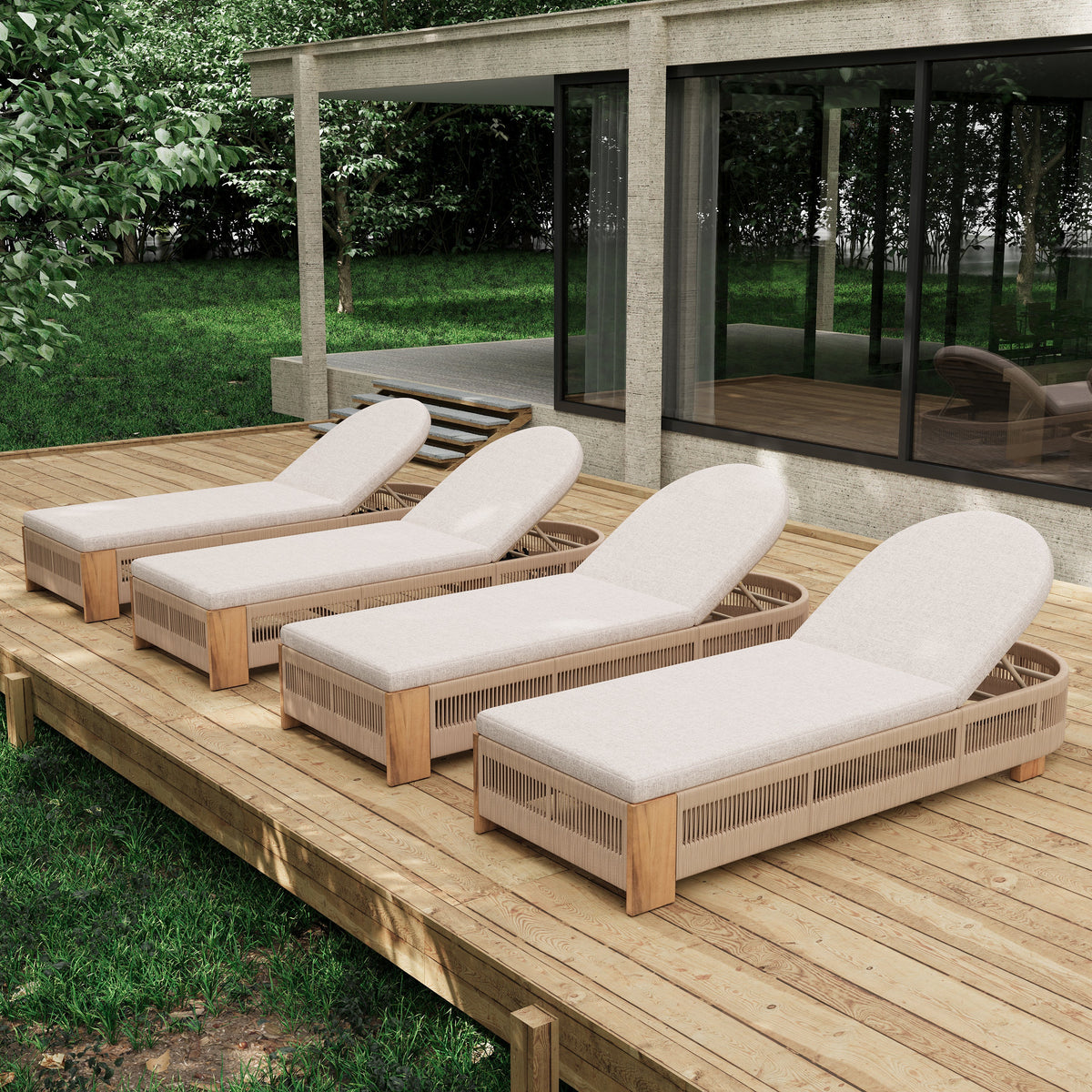 Outdoor Chaise Lounge Chair, Acacia Wood Pool Chair
