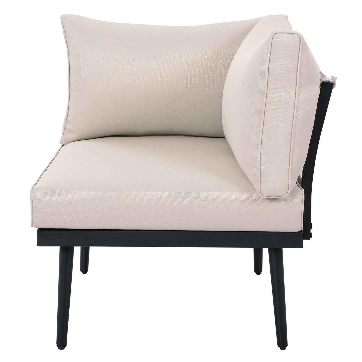 TREXM 6-Piece Outdoor Sectional Sofa Set with Round Nesting Coffee Tables