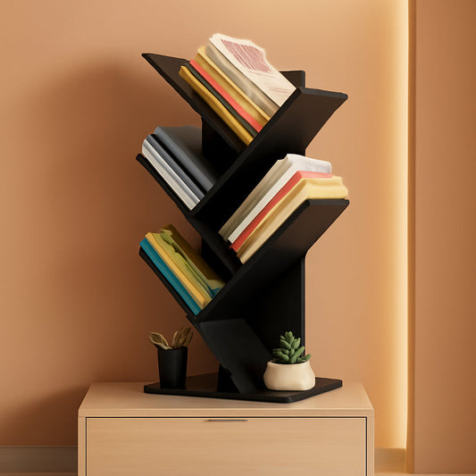 Wooden 5 Tier Book Tree Bookshelf For Displaying Books And Magazines