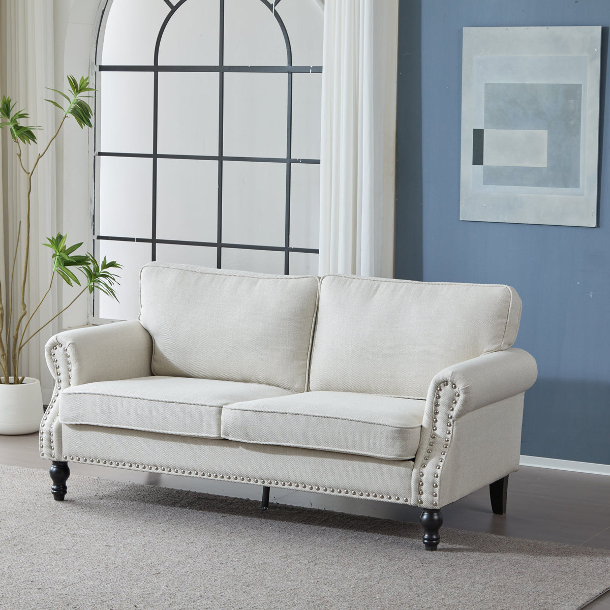 68 Inch Nailhead Trim Couches for Living Room