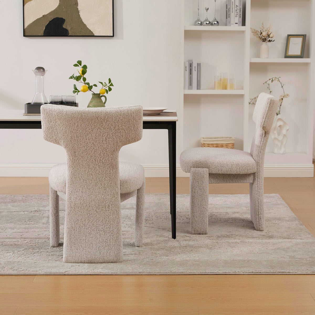Modern Upholstered Chenille Dining Chair Set of 2