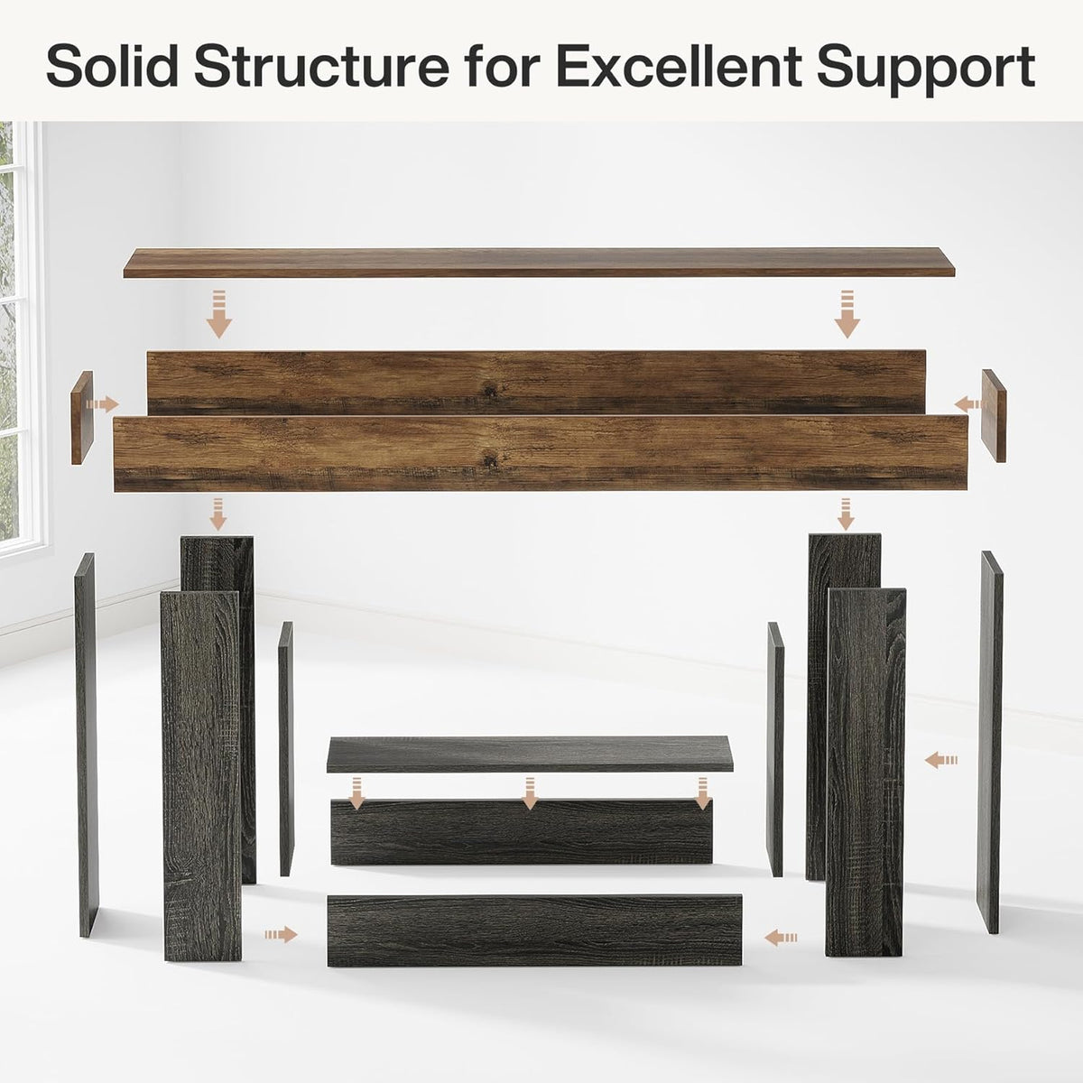63" Farmhouse Console Table with Storage