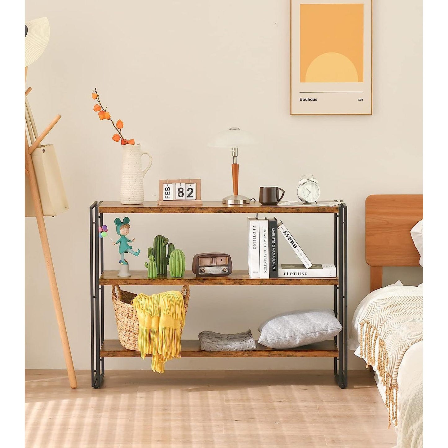 Rustic Three Tier Bookcase With Easy Assembly Home Office