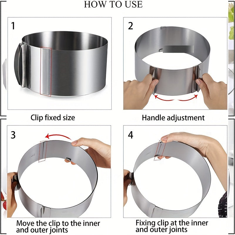 Expandable Stainless Steel Cake Ring Mold  Adjustable Baking Tool