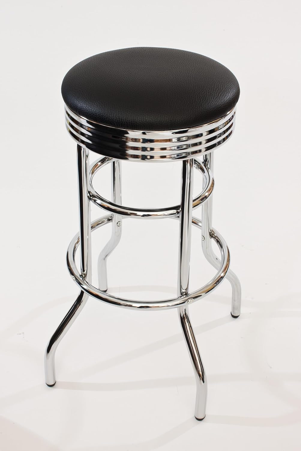 Heavy Duty Backless Swivel Bar Stools with Faux Leather