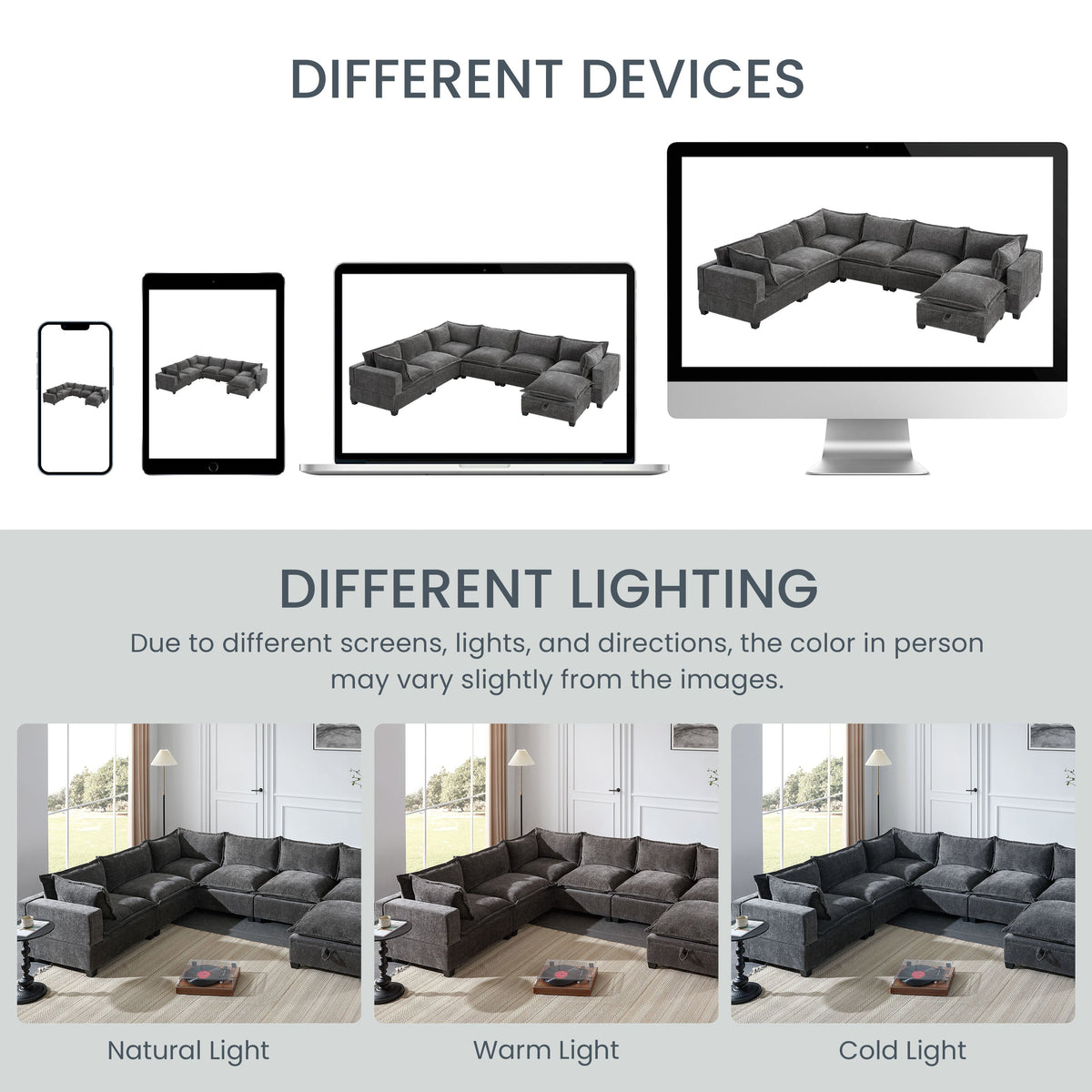117.5 Inch Modular Sectional Sofa with Movable Storage Ottoman
