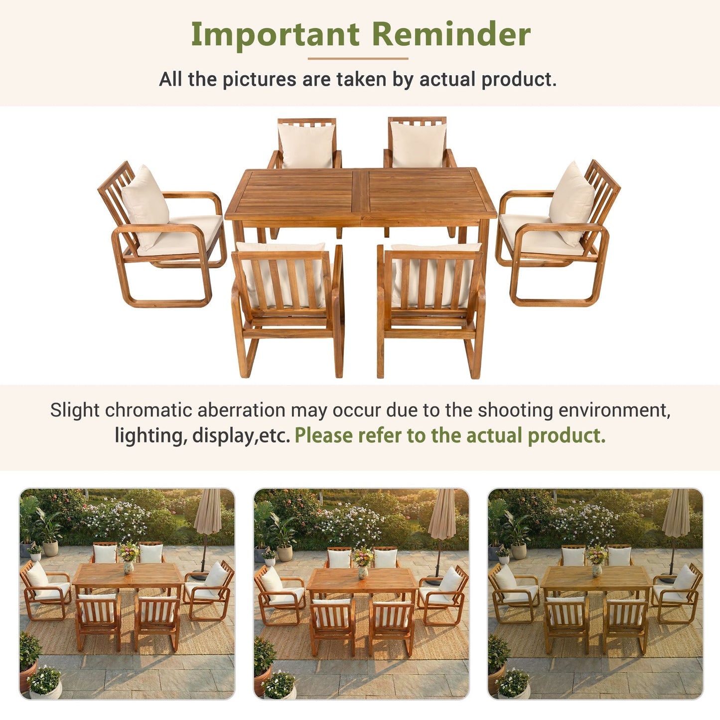 7 Pieces Patio Dining Set Outdoor Dining Table and Chairs