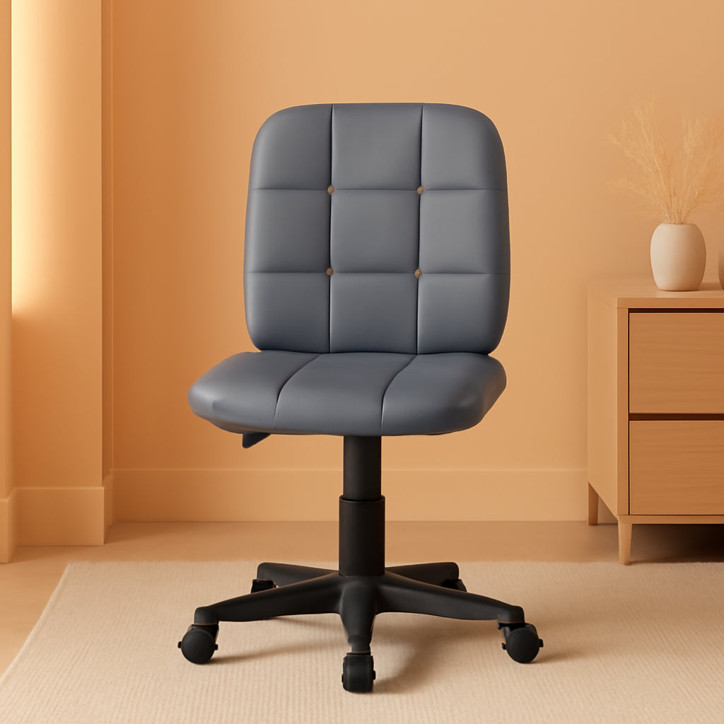 Clayton Mid Back Swivel Task Chair Gray Vinyl Upholstery