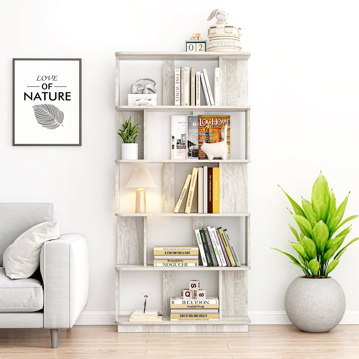 Modern 5-Tier Open Storage Bookcase
