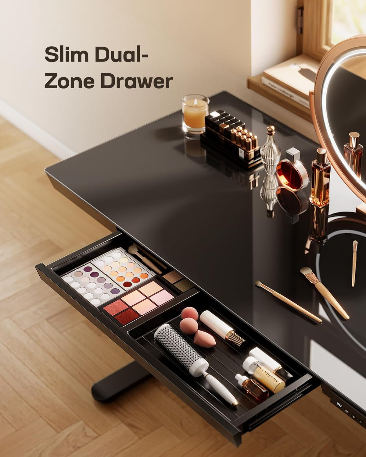 48 Inch Glass Electric Standing Desk With USB Charging