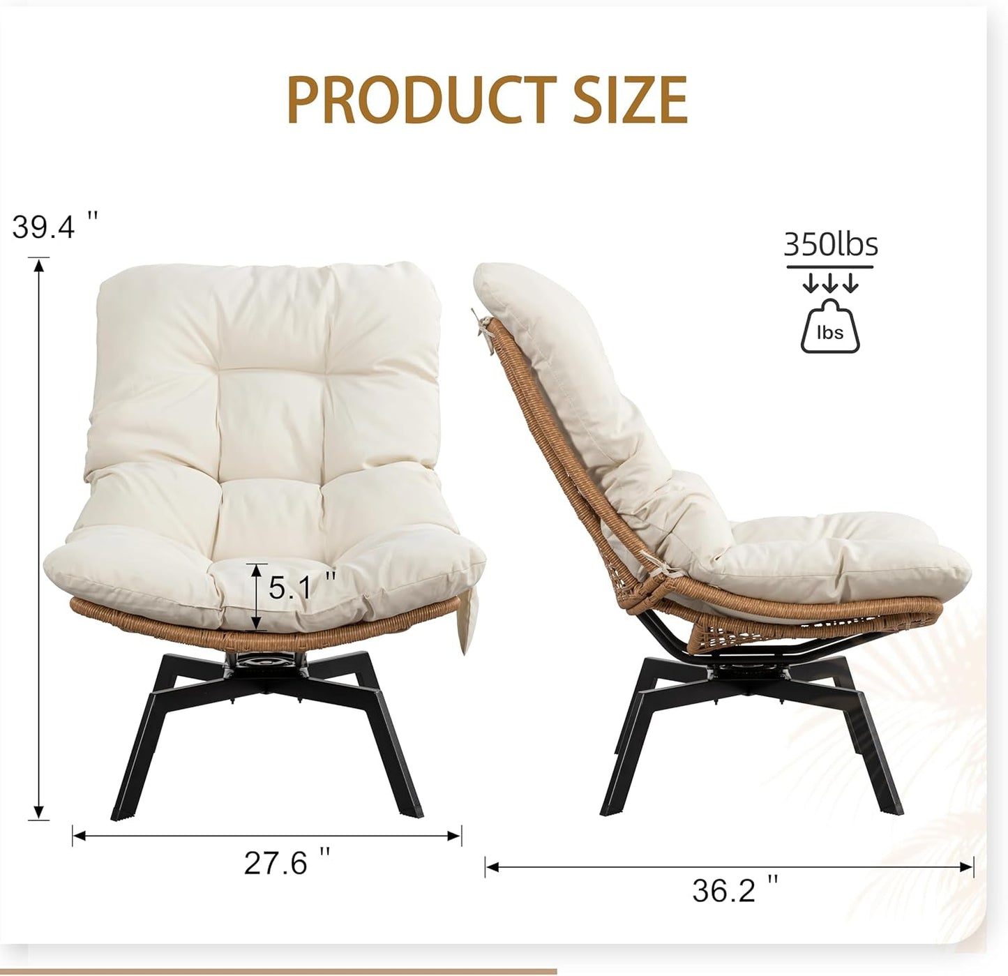 Beige Swivel Accent Chair With Oversized Cushioning