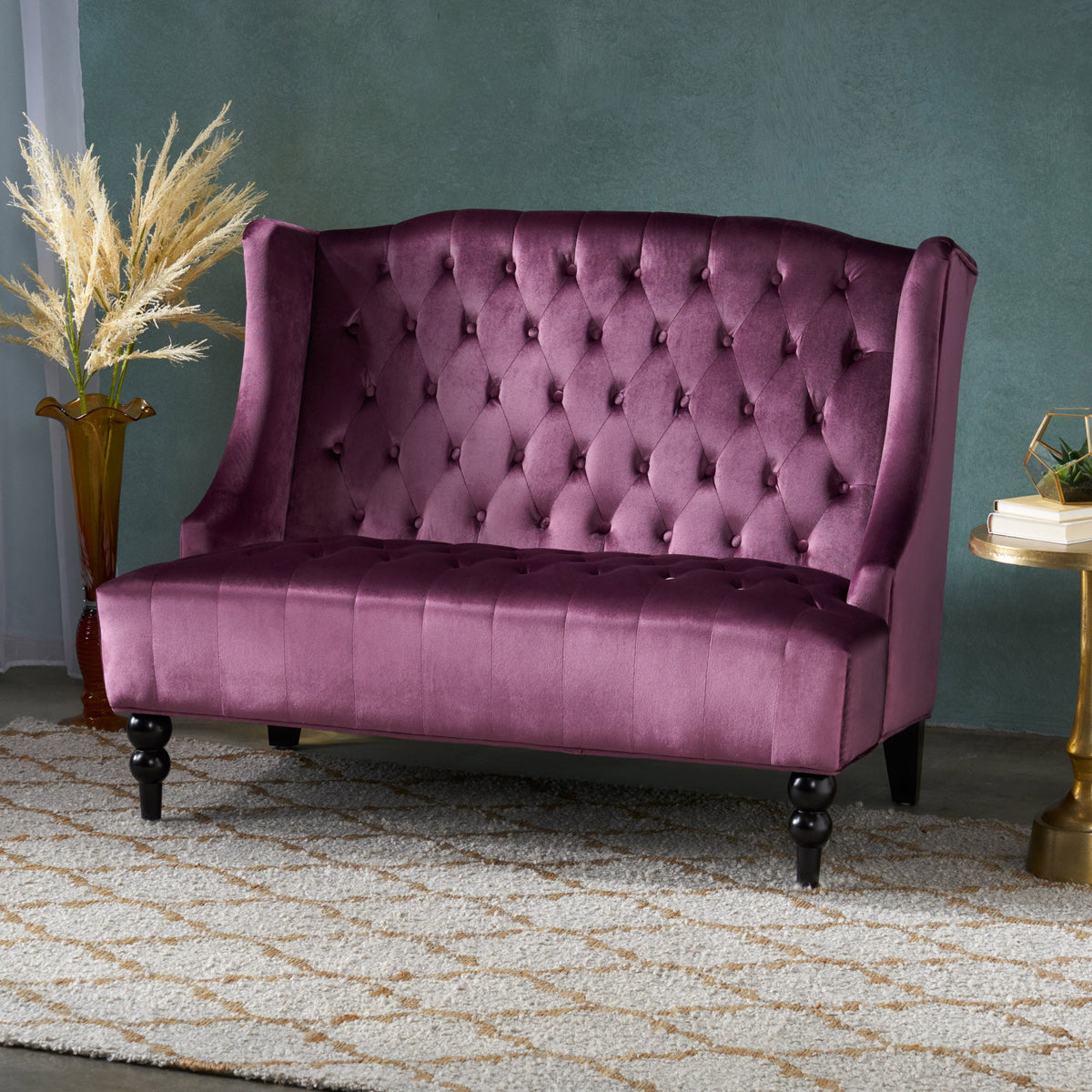 Modern Glam Velvet Loveseat