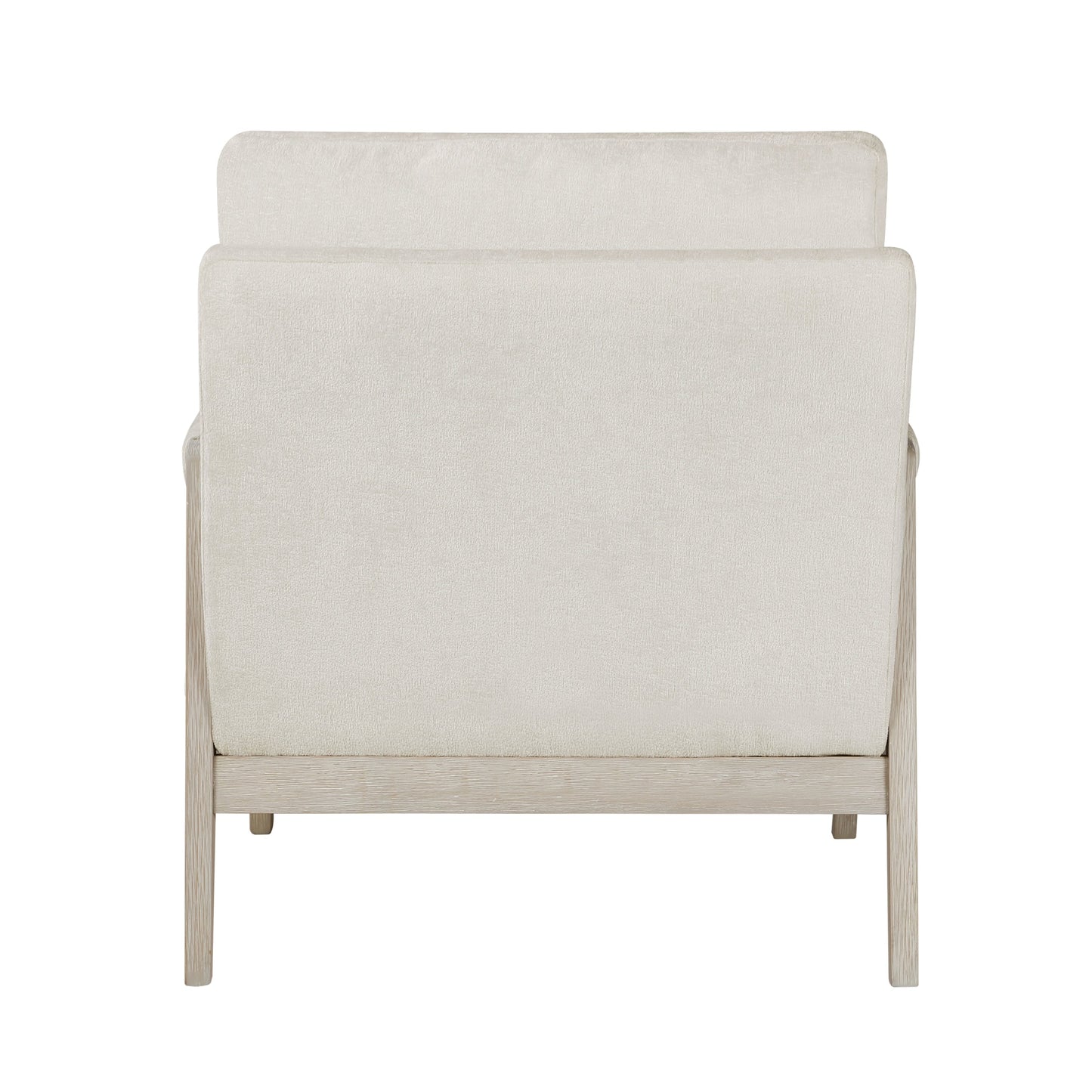 Modern Home Accent Chair Cushion Seat Back Cream Chenille Fabric Upholstery Solid Wood Furniture 1pc