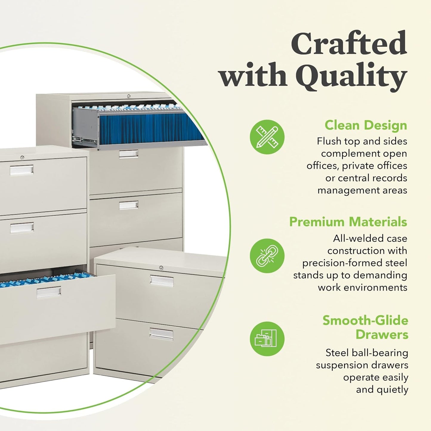 4 Drawer Lateral File Cabinet With Lock Light Gray