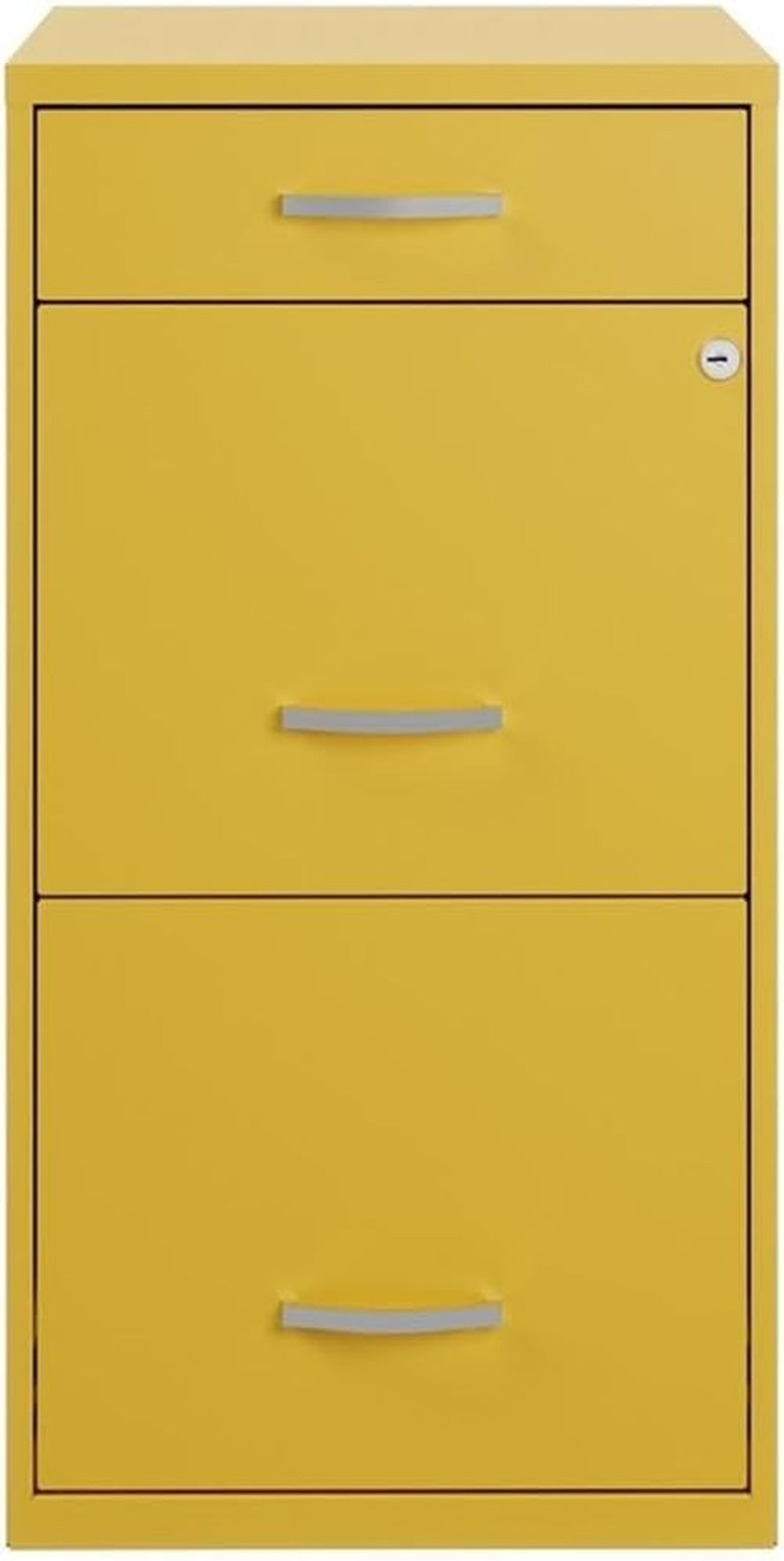 18 Inch Deep Metal File Cabinet With Cam Lock 3 Drawers Yellow