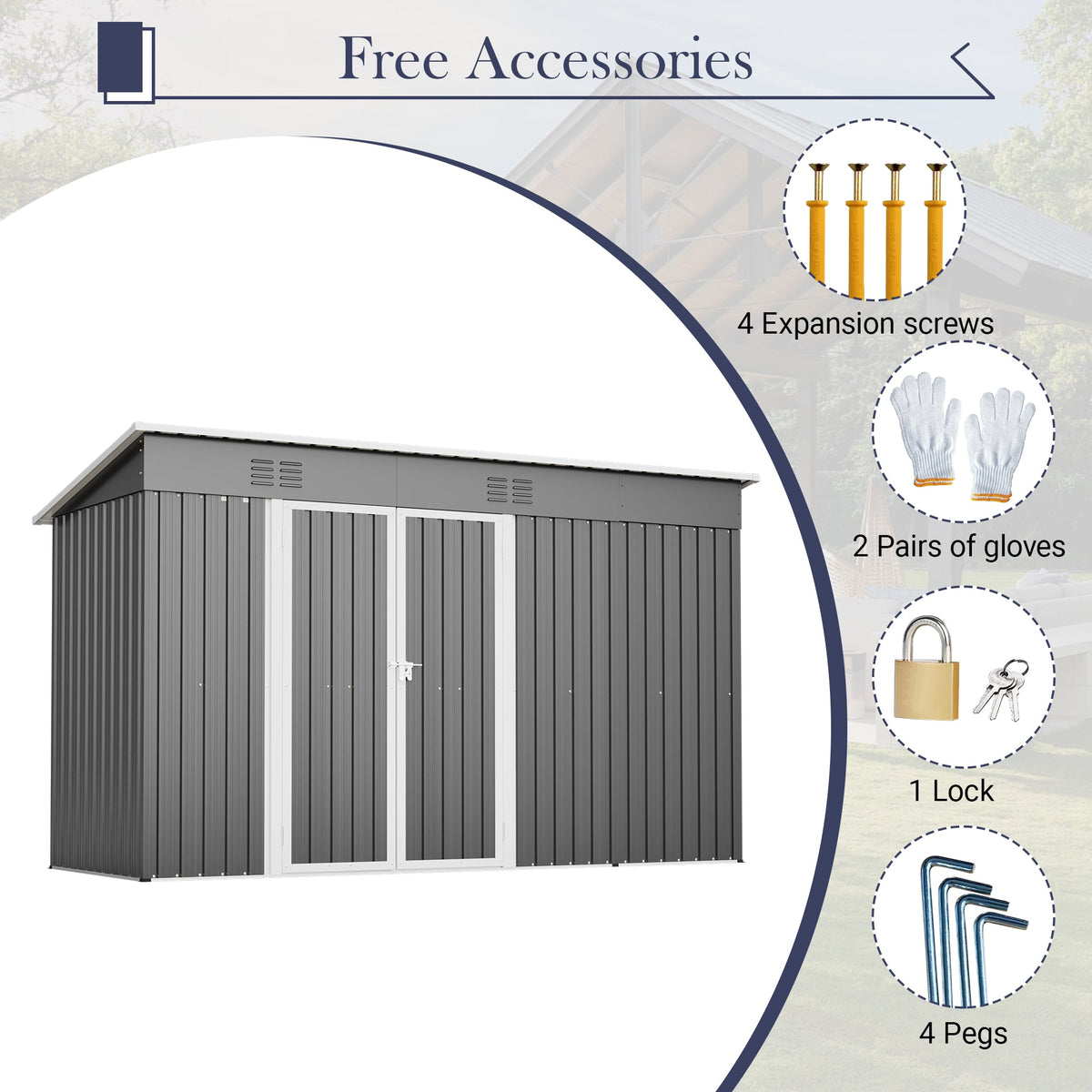 10'x4' Outdoor Metal Storage Shed