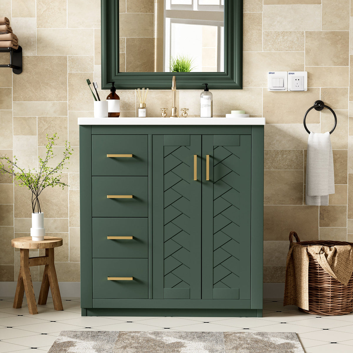 30'' Bathroom Vanity with Ceramic Sink Combo