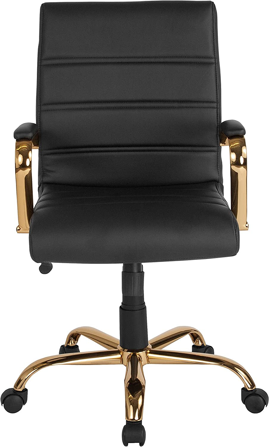 LeatherSoft Mid-Back Office Chair With Adjustable Height