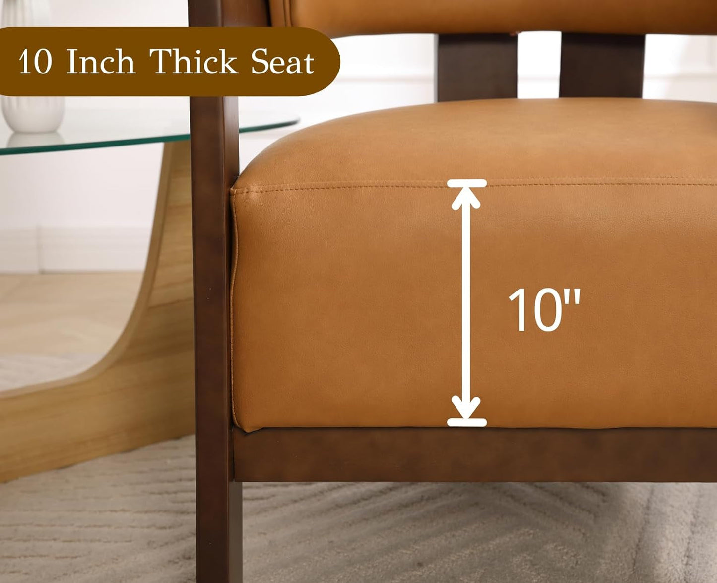 Brown Leather Barrel Chair Midcentury Upholstered Wooden Legs