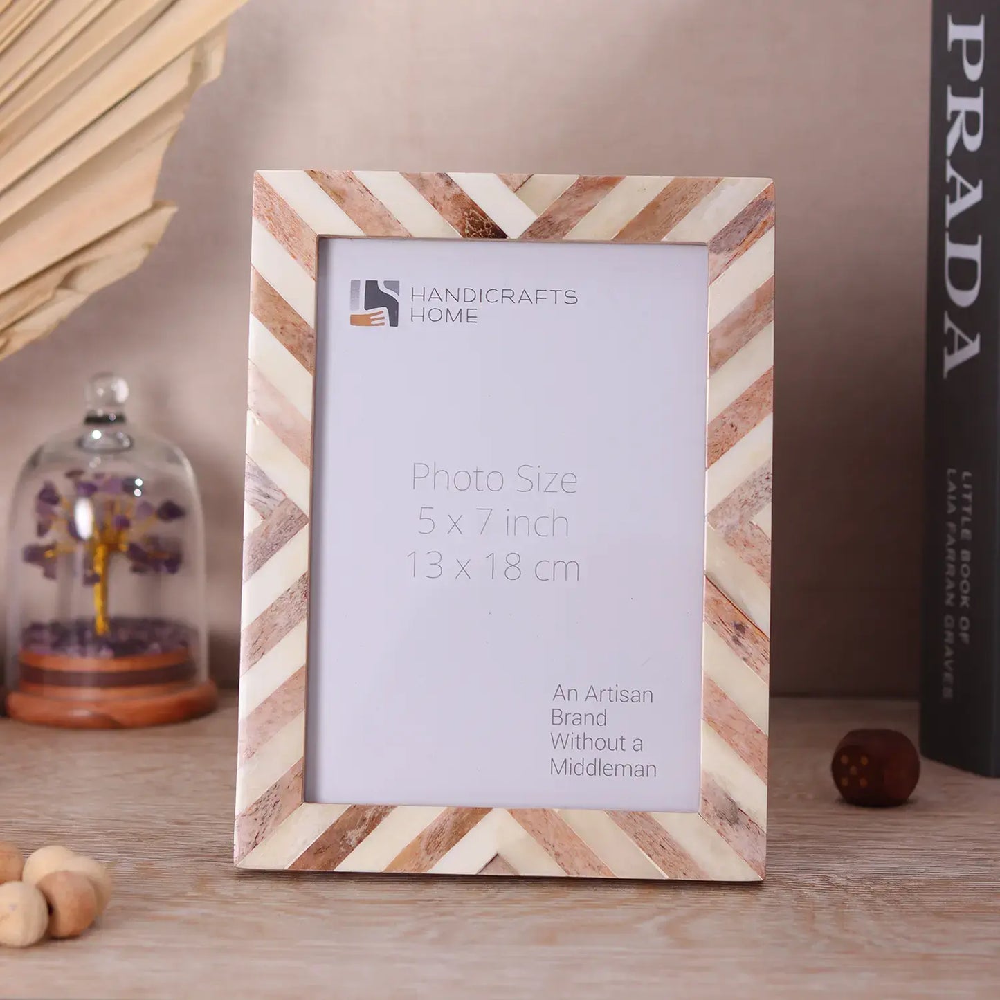 Picture Frames Chevron Pattern Bone Inlay Collection in 29 Sizes, Brown