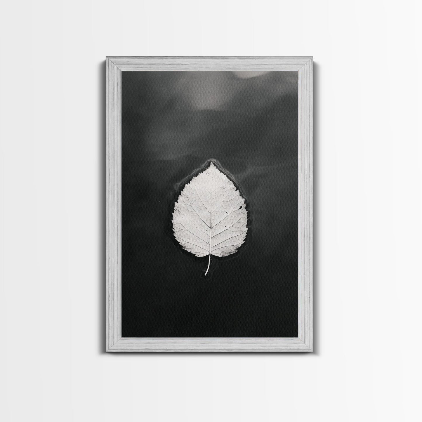 Floating Leaf, Still Water, Nature Simplicity, Autumn Calm, Canvas Print, Minimalist Wall Art, Bathroom Decor, Scandinavian Fall Style