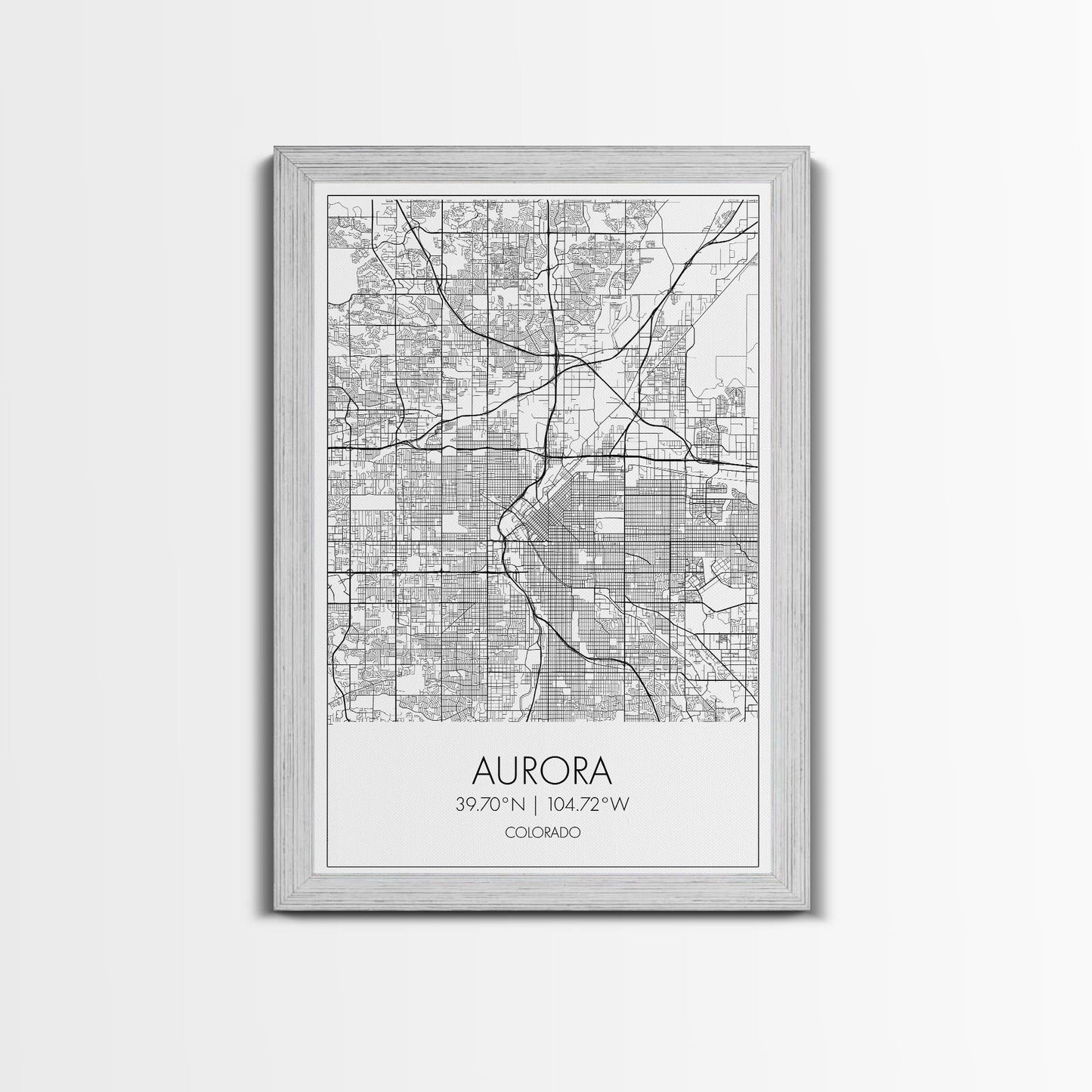 Aurora Street Map, Colorado Map, City Map Print, Travel Lover Gift, Above Bed Art, Minimalist Art, Wall Art, Canvas Print, Canvas Wall Art