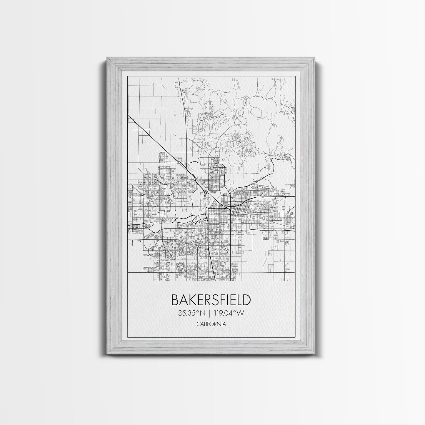 Bakersfield Street Map, California Map, City Wall Art, Home Wall Décor, Wife Gift, Minimalist Art, Wall Art, Canvas Print, Canvas Wall Art