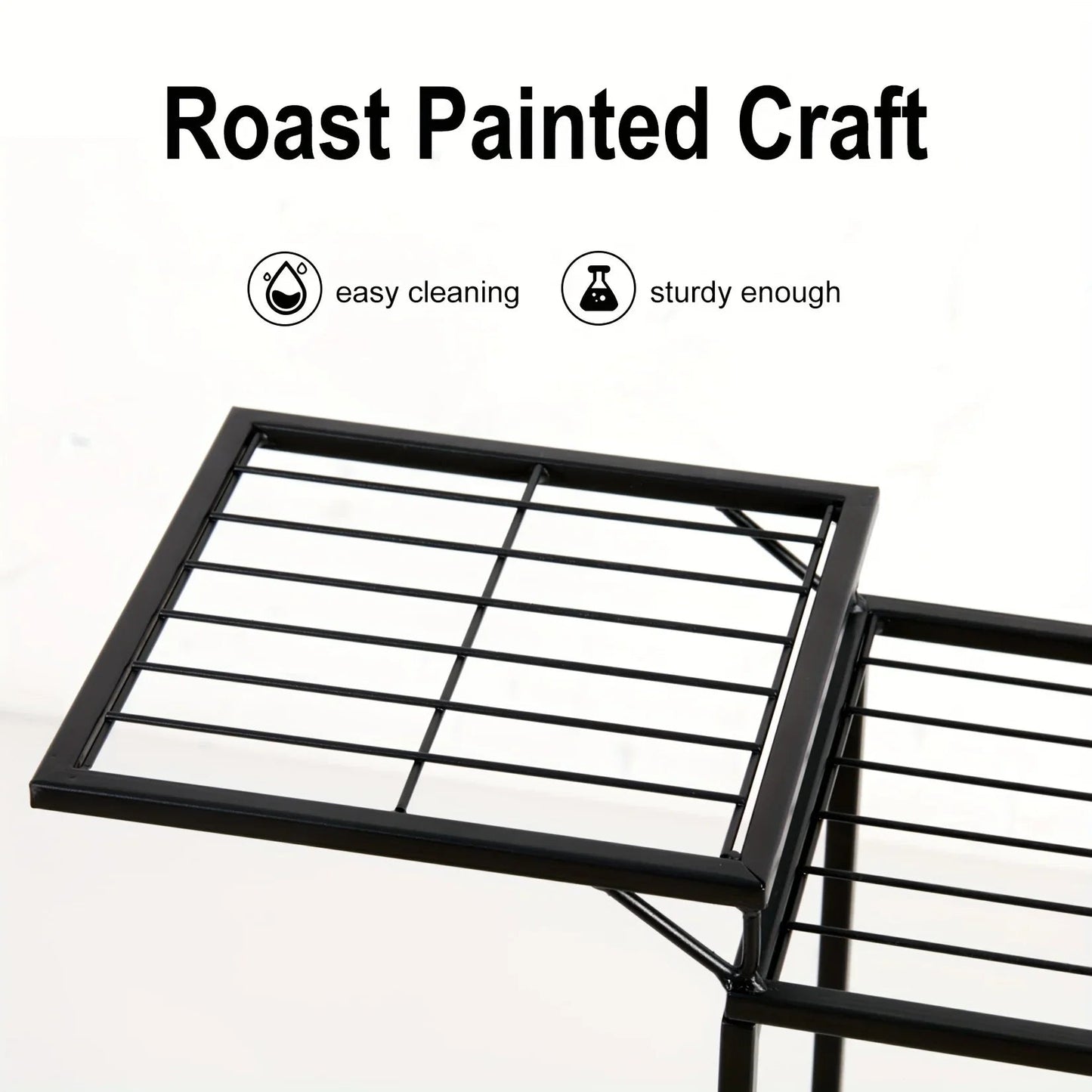 6-Tier Metal Garden Cart Plant Stand Iron Flower Display Rack