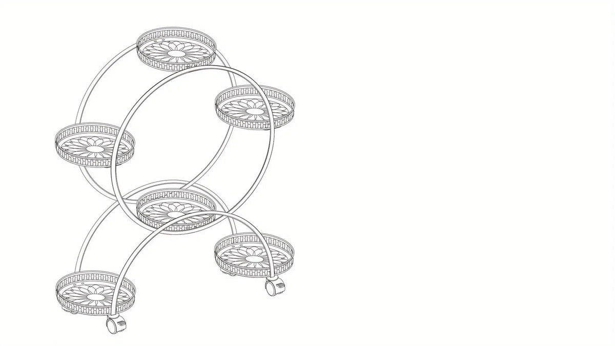 6-Tier Metal Plant Stand Garden Cart with Wheels for Patio and Balcony