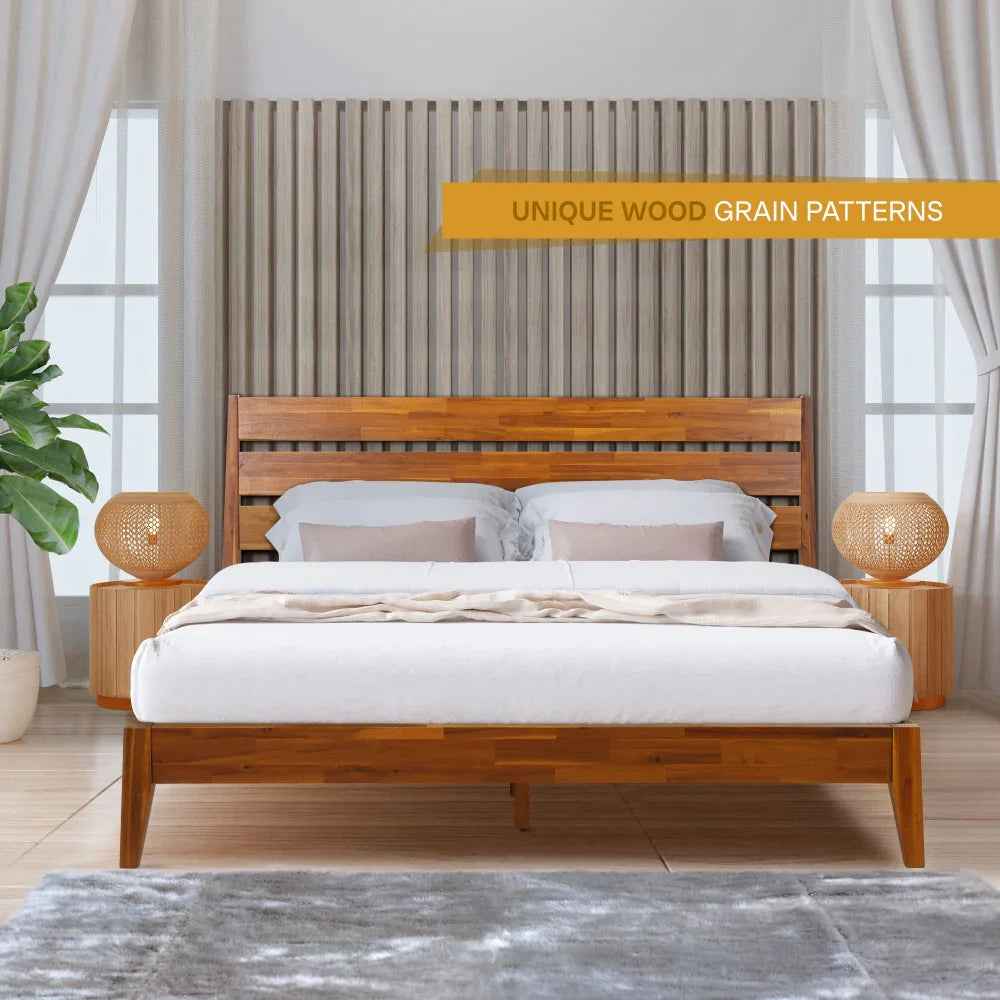 Acacia Emery Wood Platform Bed Frame for Modern Bedrooms