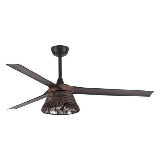 60" Farmhouse AC Motor Downrod Mount Reversible Ceiling Fan With Lighting And Remote Control