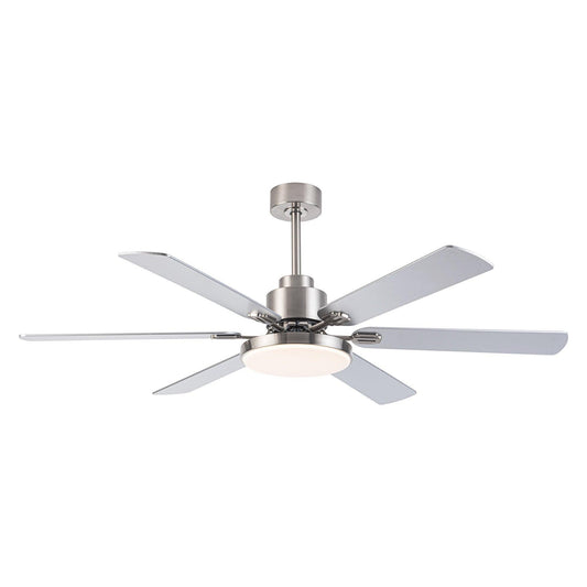 60" Modern Satin Nickel DC Motor Downrod Mount Reversible Ceiling Fan With Lighting And Remote Control