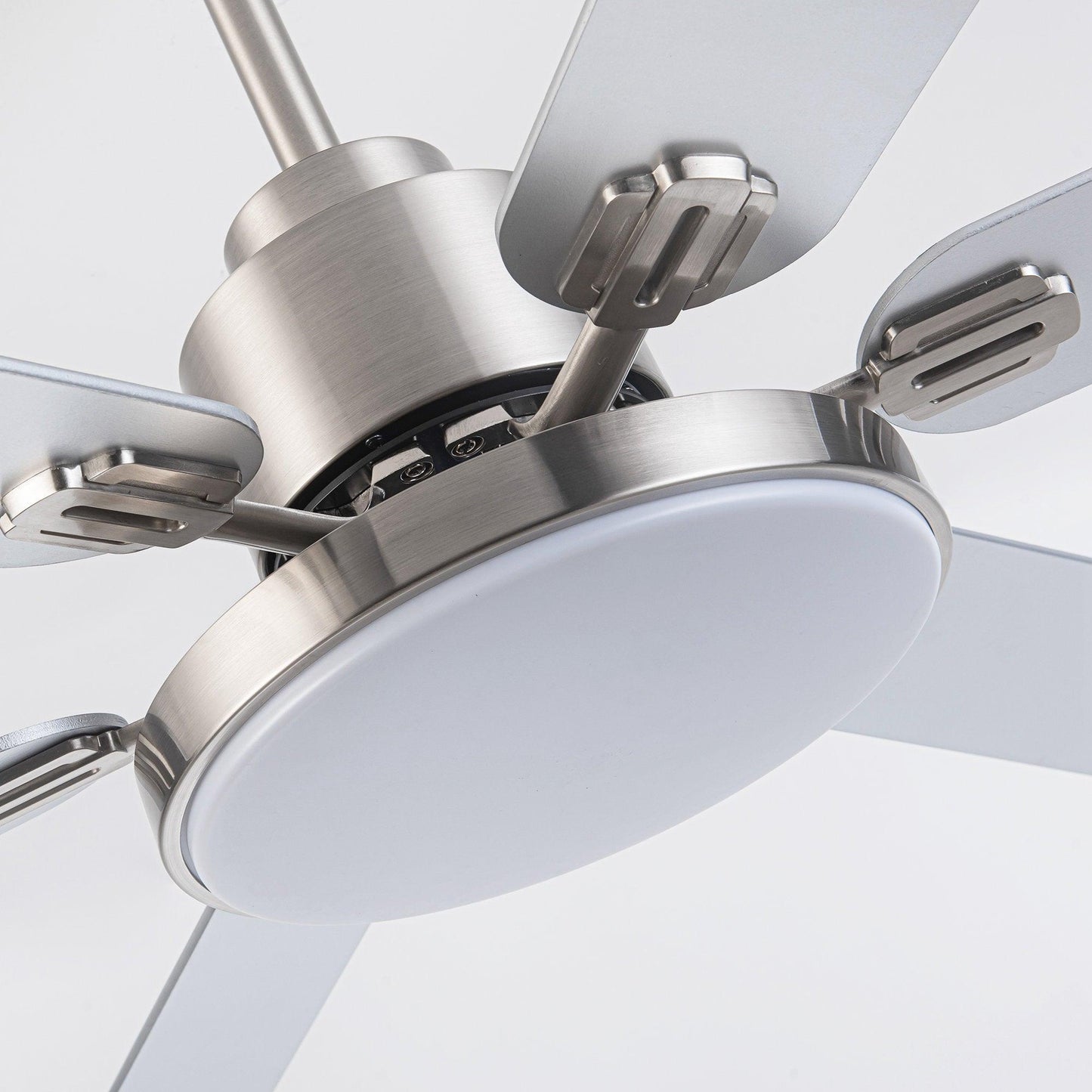 60" Modern Satin Nickel DC Motor Downrod Mount Reversible Ceiling Fan With Lighting And Remote Control