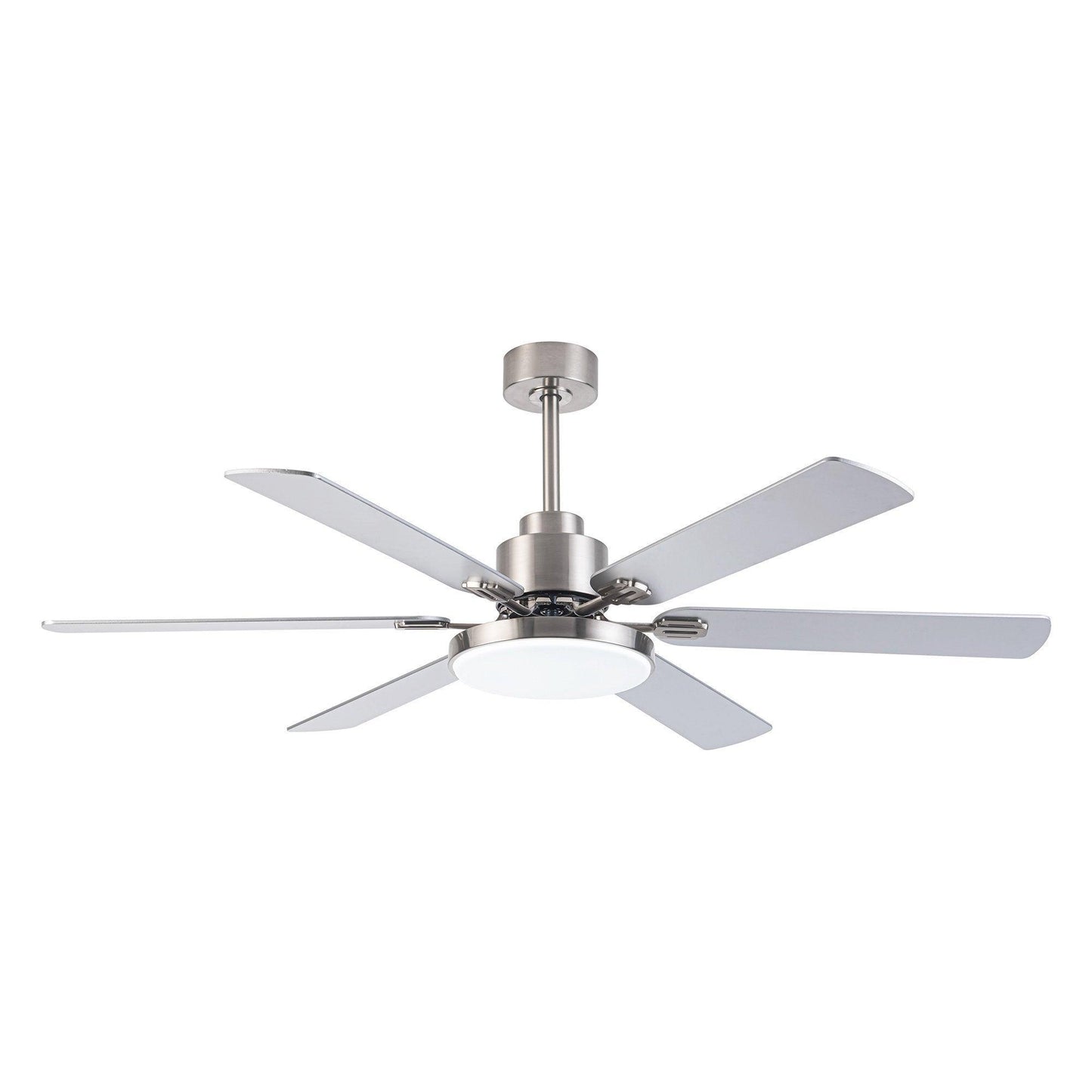 60" Modern Satin Nickel DC Motor Downrod Mount Reversible Ceiling Fan With Lighting And Remote Control