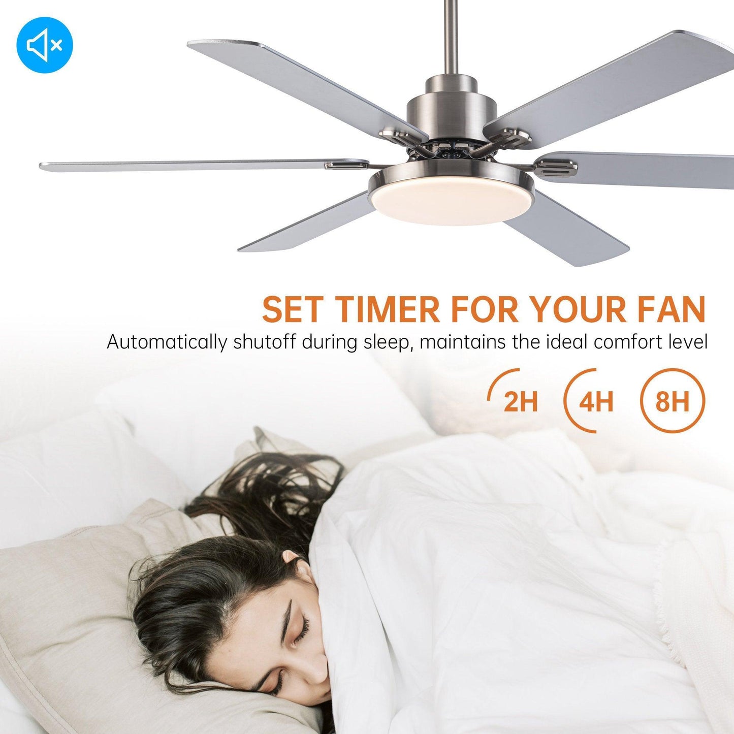 60" Modern Satin Nickel DC Motor Downrod Mount Reversible Ceiling Fan With Lighting And Remote Control