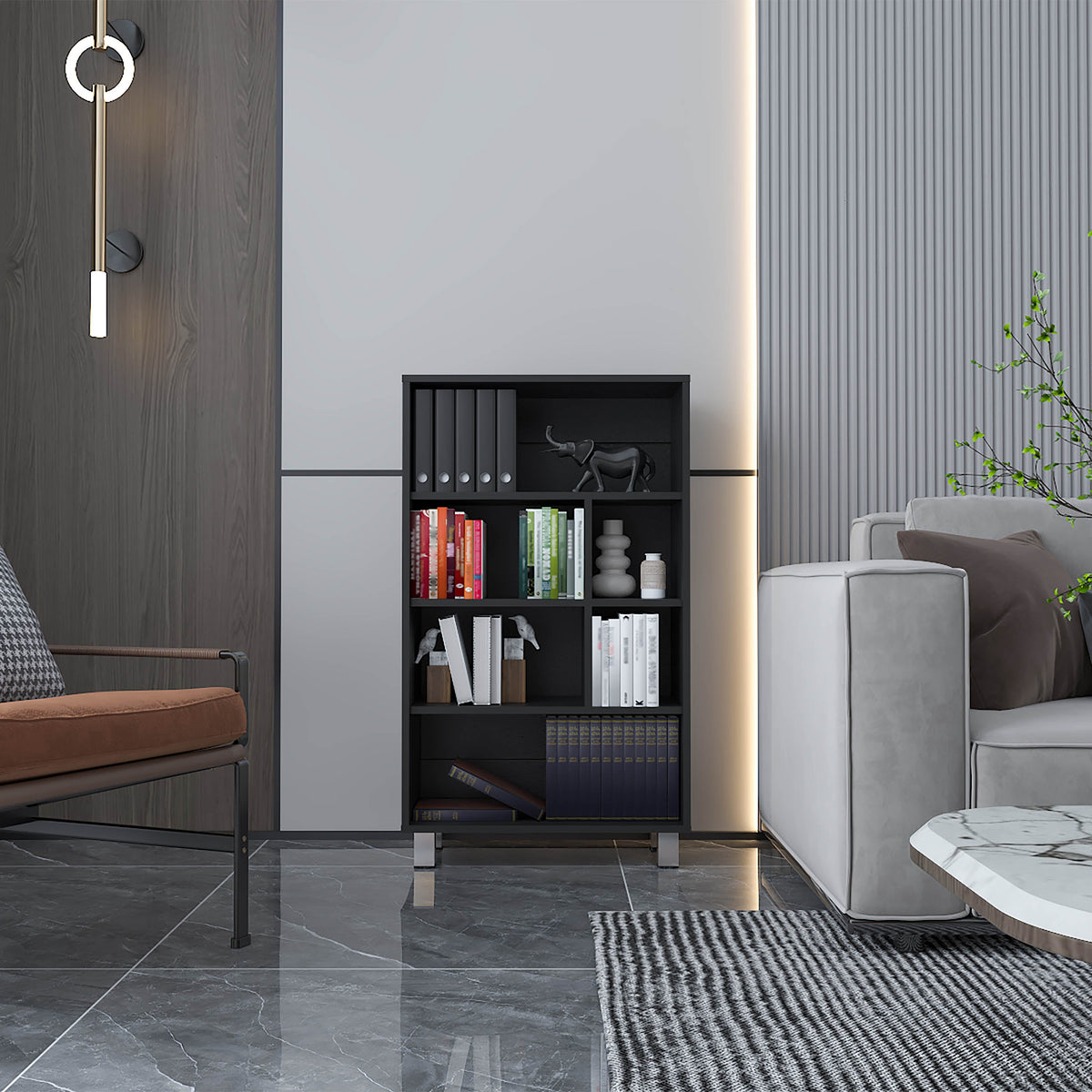 40.6" High Bookcase with 6 Shelves